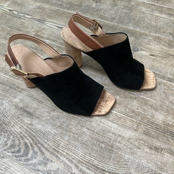 Veronica Beard Black and Brown Heels with Cork Heel - Picture 7 of 13